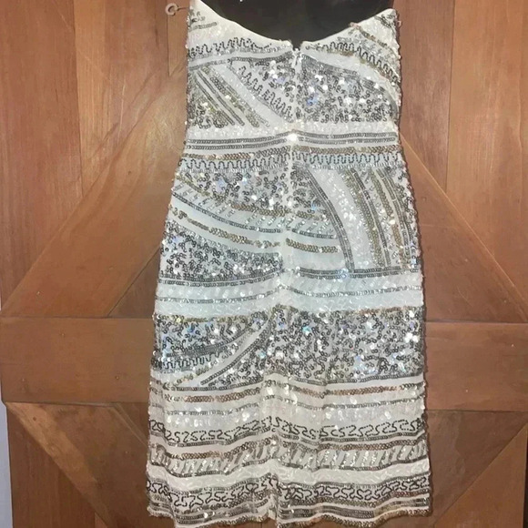 Scalia Sequins/ Off white Silk Dress-4 - Picture 7 of 13